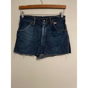 Vintage Big Mac Women Cut Off Shorts Size 30 Dark Wash Distressed High Rise FLAW
